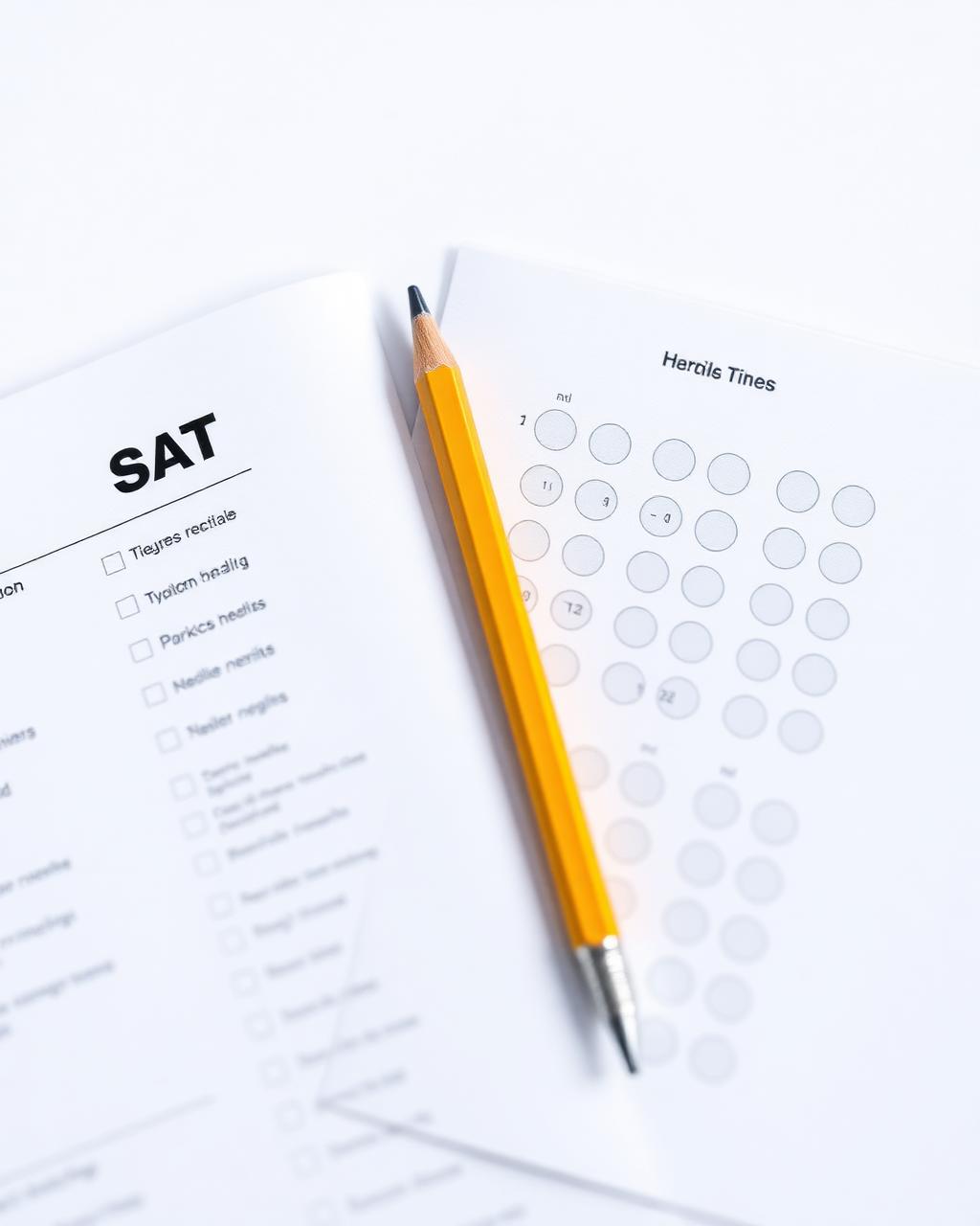 SAT test booklet, pencil, and answer sheet